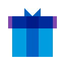 purple and blue icon of a present