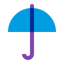 purple and blue icon of an umbrella